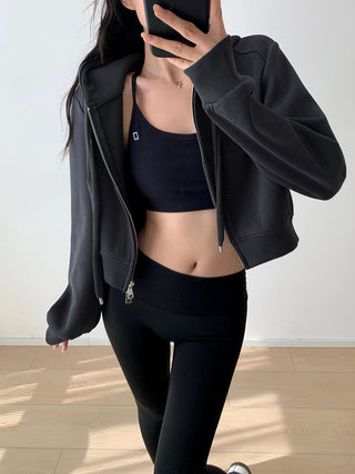 Cropped hooded zipper