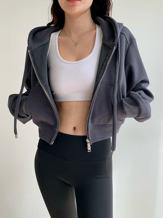 Cropped hooded zipper