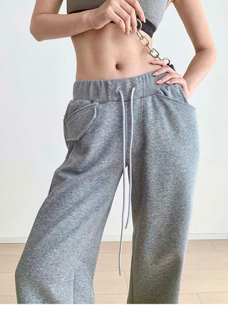 Drawstring elastic waist casual sports pants