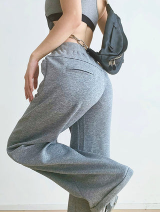 Drawstring elastic waist casual sports pants