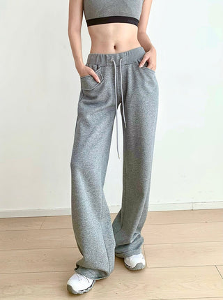 Drawstring elastic waist casual sports pants