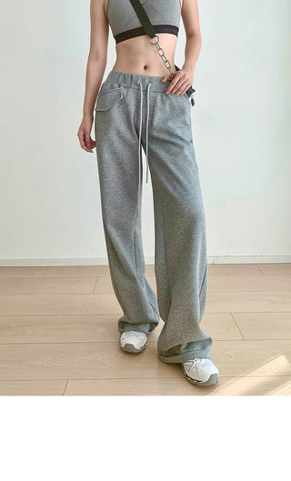 Drawstring elastic waist casual sports pants