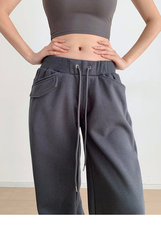 Drawstring elastic waist casual sports pants