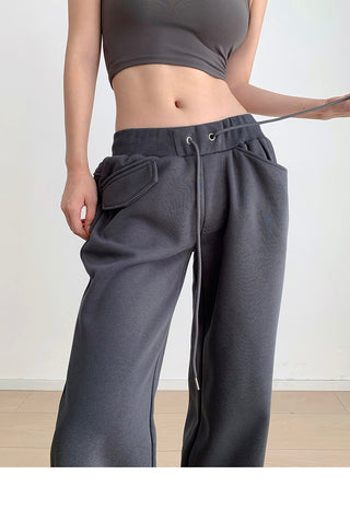 Drawstring elastic waist casual sports pants