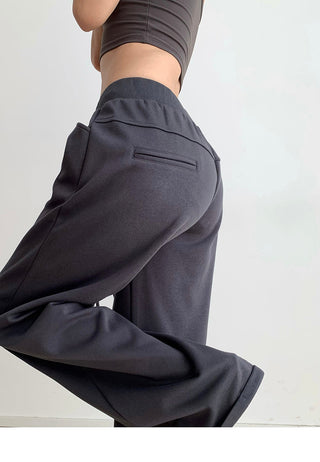 Drawstring elastic waist casual sports pants