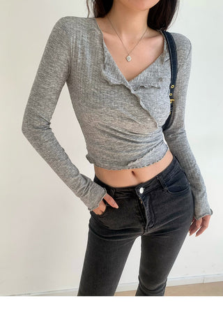 Cross V-neck high waist top