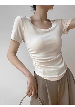Retro pleated design slim top