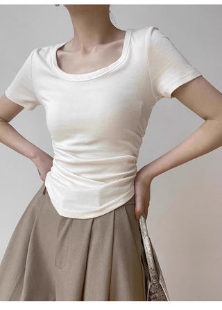 Retro pleated design slim top