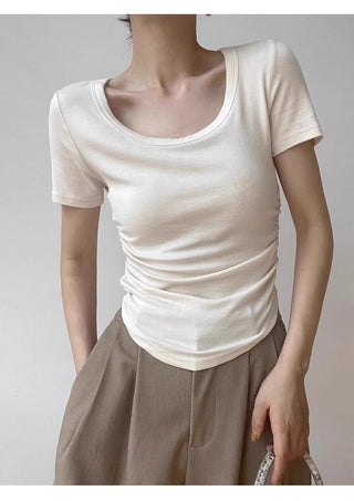 Retro pleated design slim top