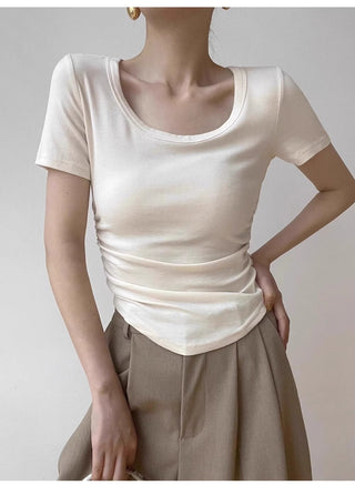 Retro pleated design slim top