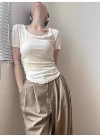 Retro pleated design slim top
