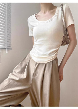 Retro pleated design slim top