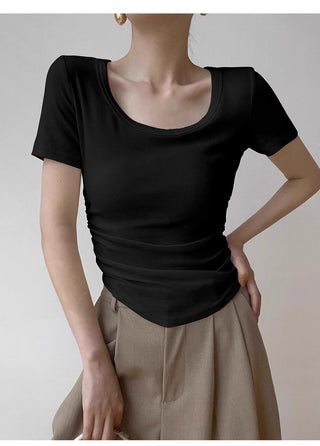 Retro pleated design slim top