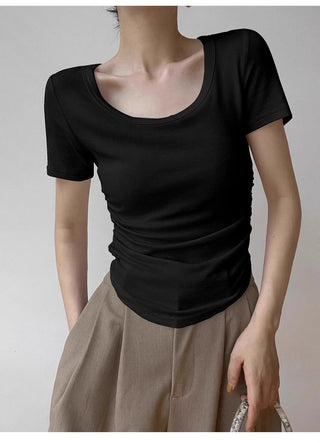 Retro pleated design slim top