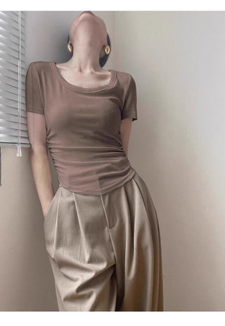 Retro pleated design slim top