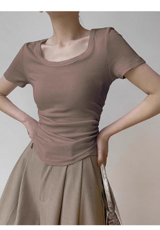 Retro pleated design slim top