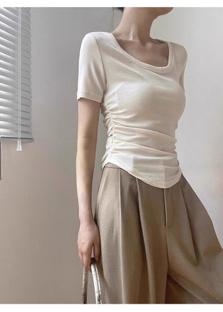 Retro pleated design slim top