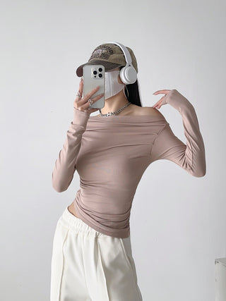 One Shoulder Pleated Slim top