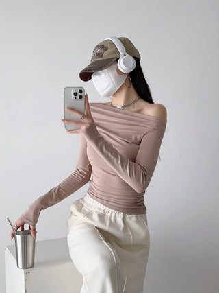 One Shoulder Pleated Slim top