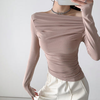 One Shoulder Pleated Slim top
