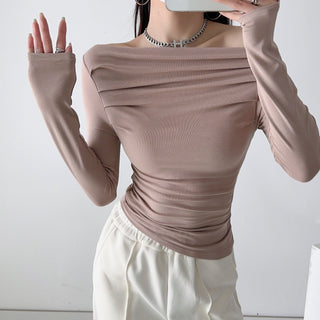 One Shoulder Pleated Slim top