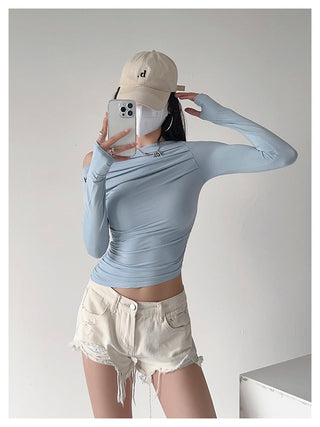 One Shoulder Pleated Slim top