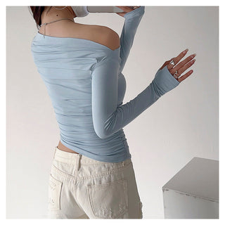 One Shoulder Pleated Slim top