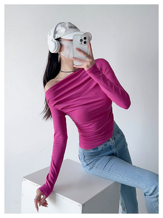 One Shoulder Pleated Slim top