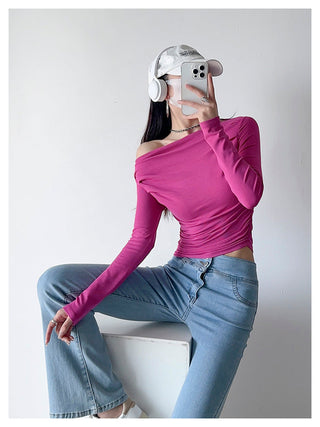 One Shoulder Pleated Slim top