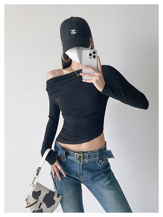 One Shoulder Pleated Slim top