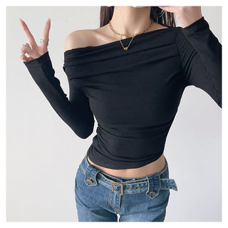 One Shoulder Pleated Slim top