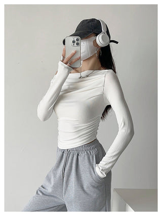 One Shoulder Pleated Slim top
