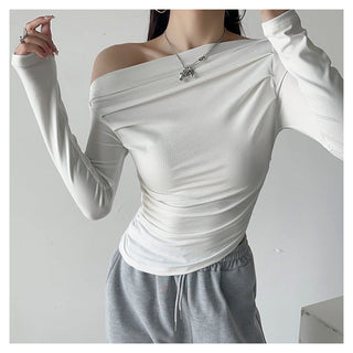 One Shoulder Pleated Slim top