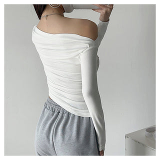 One Shoulder Pleated Slim top