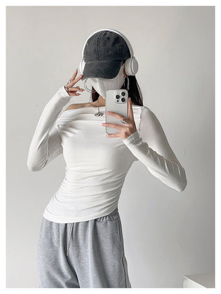 One Shoulder Pleated Slim top