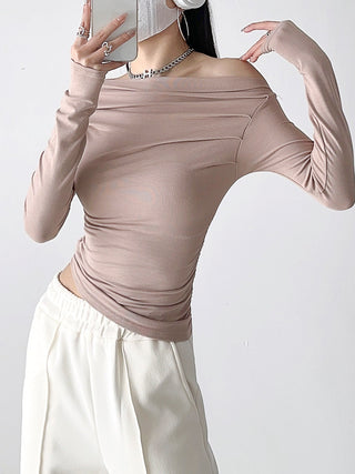 One Shoulder Pleated Slim top