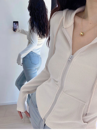 Casual slim fit zipper hoodie