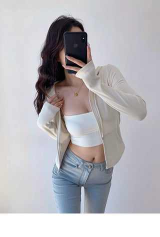 Casual slim fit zipper hoodie