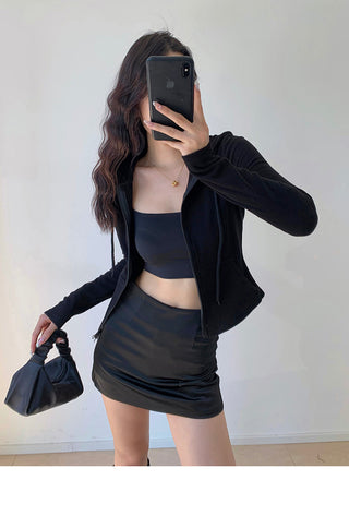 Casual slim fit zipper hoodie