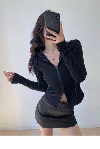 Casual slim fit zipper hoodie