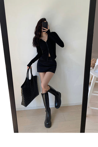 Casual slim fit zipper hoodie