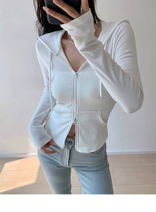 Casual slim fit zipper hoodie