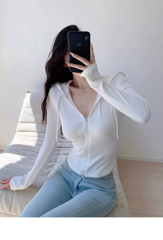 Casual slim fit zipper hoodie