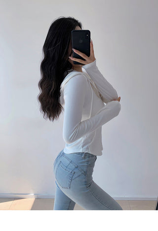 Casual slim fit zipper hoodie