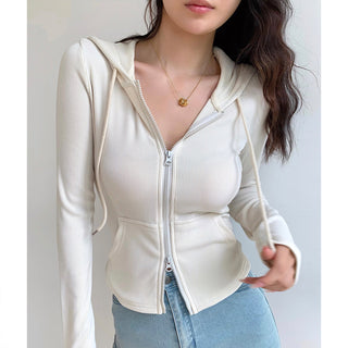 Casual slim fit zipper hoodie