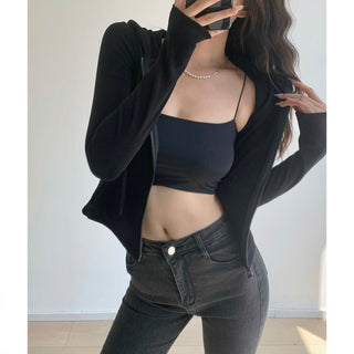 Casual slim fit zipper hoodie