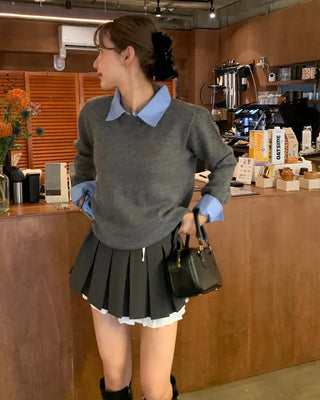 Shirt-layered knit