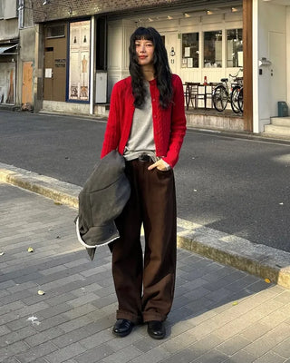 Colored cotton wide-leg pants