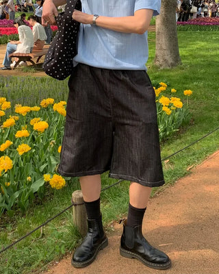 Bermuda denim band pants