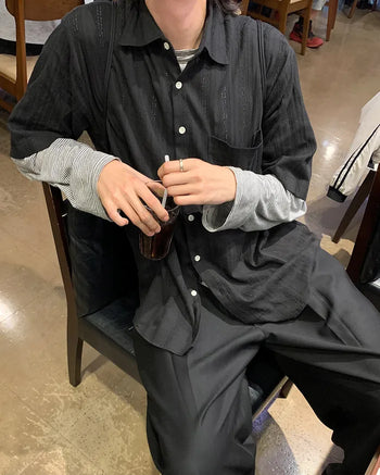 Perforated short-sleeved colored shirt